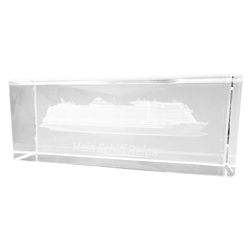 Mein Schiff 3D Gravur Glasquader