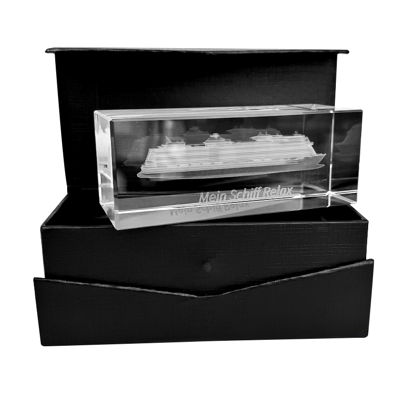 Mein Schiff 3D Gravur Glasquader
