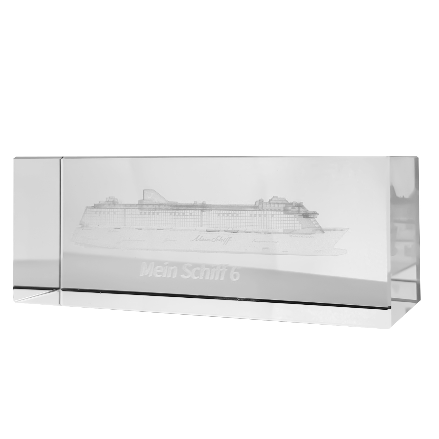 Mein Schiff 3D Gravur Glasquader